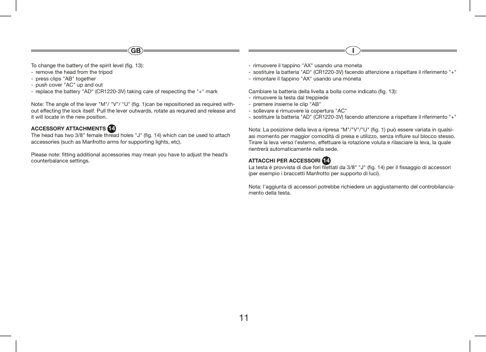 Manfrotto 509HD Video Head User Manual | Page 11 / 34