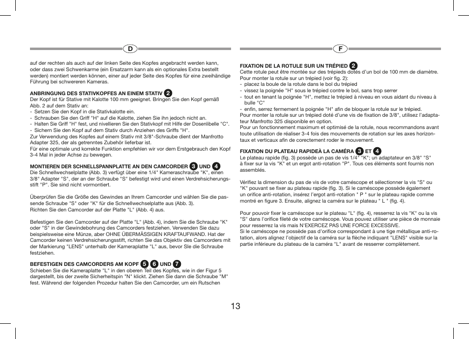 Manfrotto 509HD Video Head User Manual | Page 13 / 34