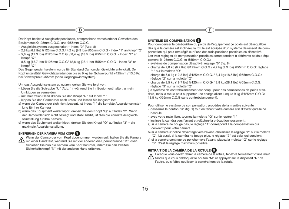 Manfrotto 509HD Video Head User Manual | Page 15 / 34