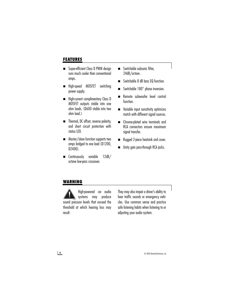 Directed Electronics D2400 User Manual | Page 4 / 22