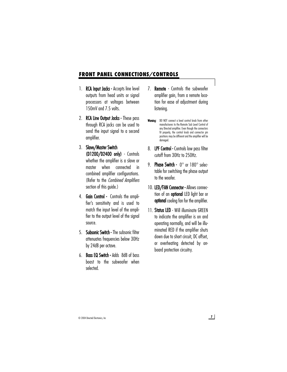 Directed Electronics D2400 User Manual | Page 7 / 22