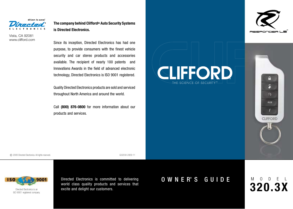 Directed Electronics CLIFFORD 320.3X User Manual | 41 pages