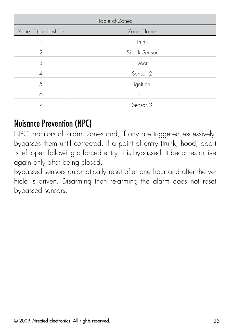 Nuisance prevention (npc) | Directed Electronics CLIFFORD 320.3X User Manual | Page 26 / 41