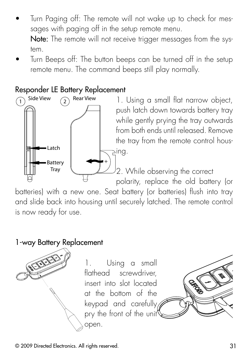 Directed Electronics CLIFFORD 320.3X User Manual | Page 34 / 41