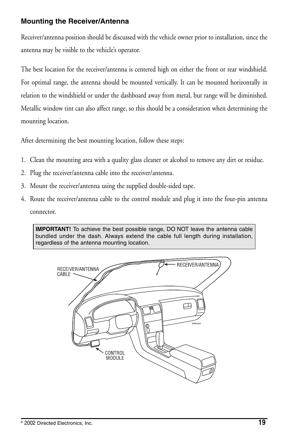 Directed Electronics PYTHON 480XP User Manual | Page 19 / 36