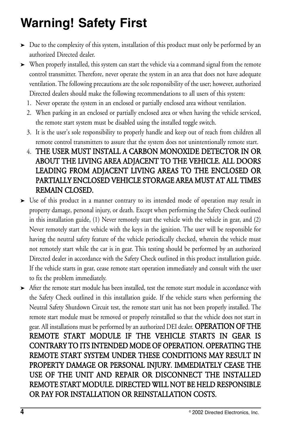 Warning! safety first | Directed Electronics PYTHON 480XP User Manual | Page 4 / 36