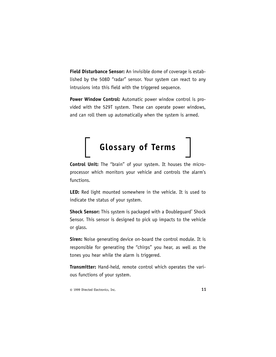 Glossary of terms | Directed Electronics 719T User Manual | Page 15 / 20