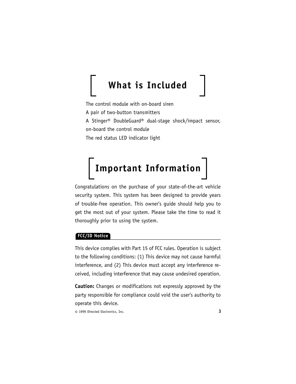 What is included, Important information | Directed Electronics 719T User Manual | Page 7 / 20
