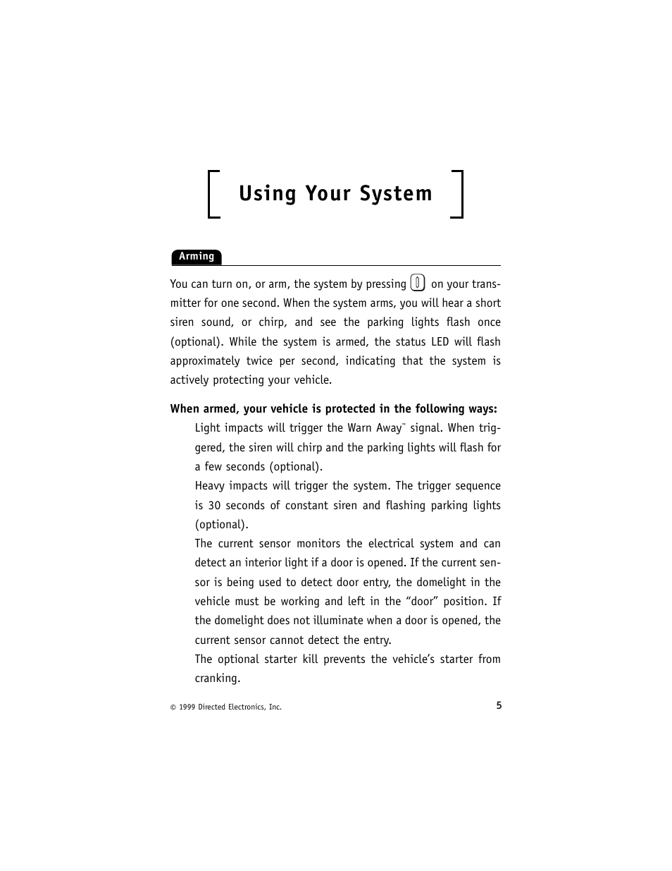 Using your system | Directed Electronics 719T User Manual | Page 9 / 20