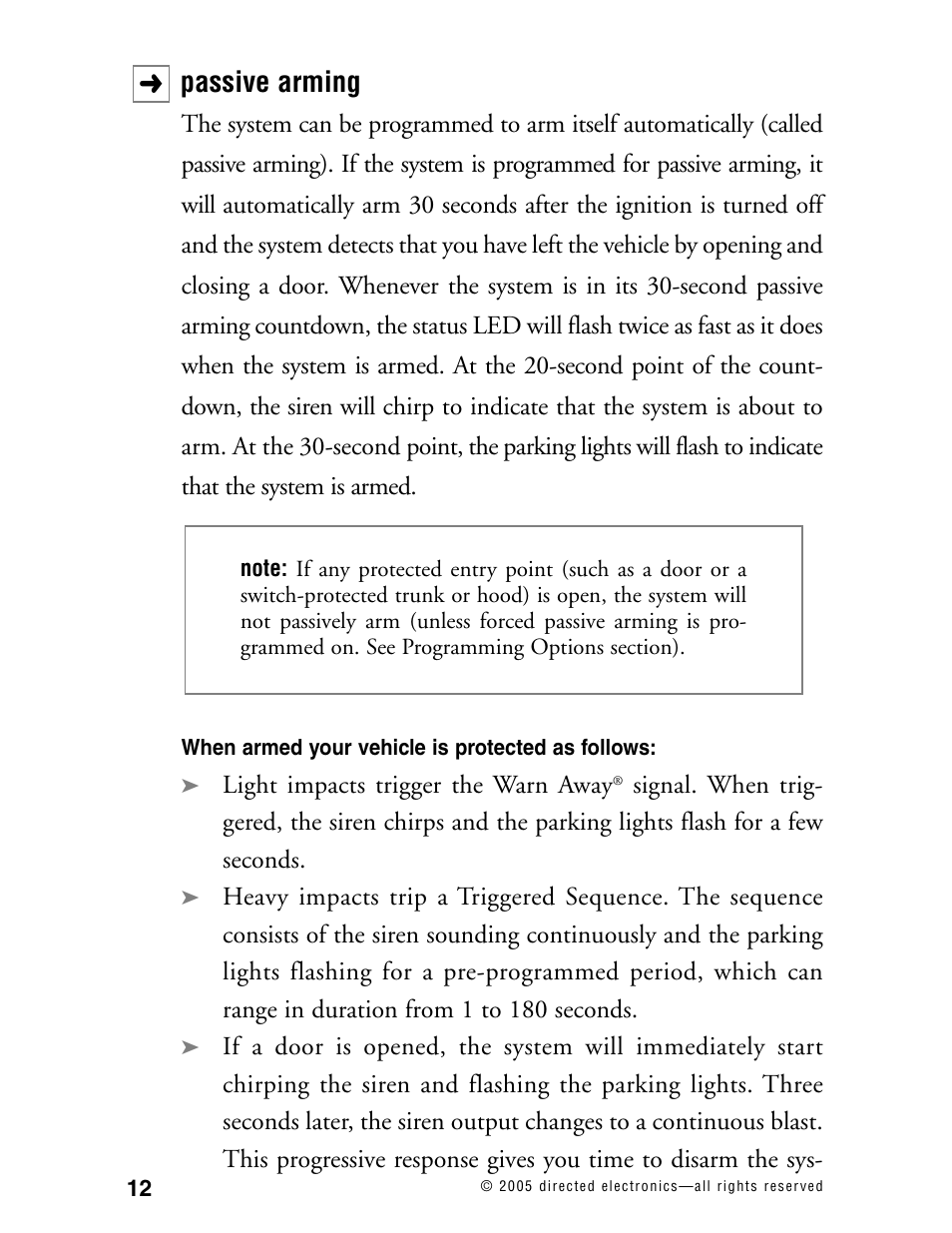 Passive arming | Directed Electronics RS2.1 User Manual | Page 15 / 45