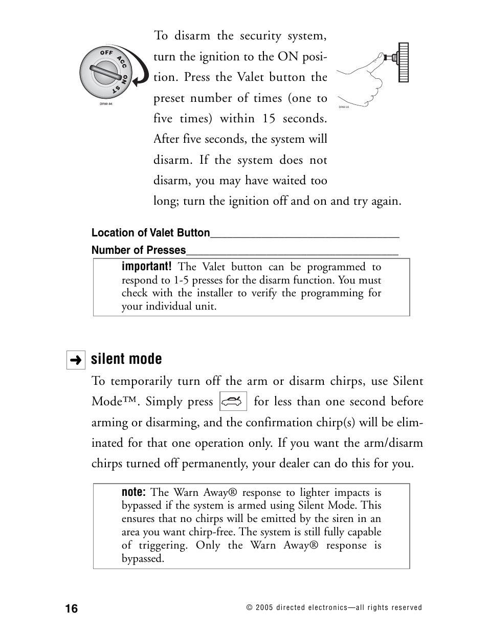 Silent mode | Directed Electronics RS2.1 User Manual | Page 19 / 45