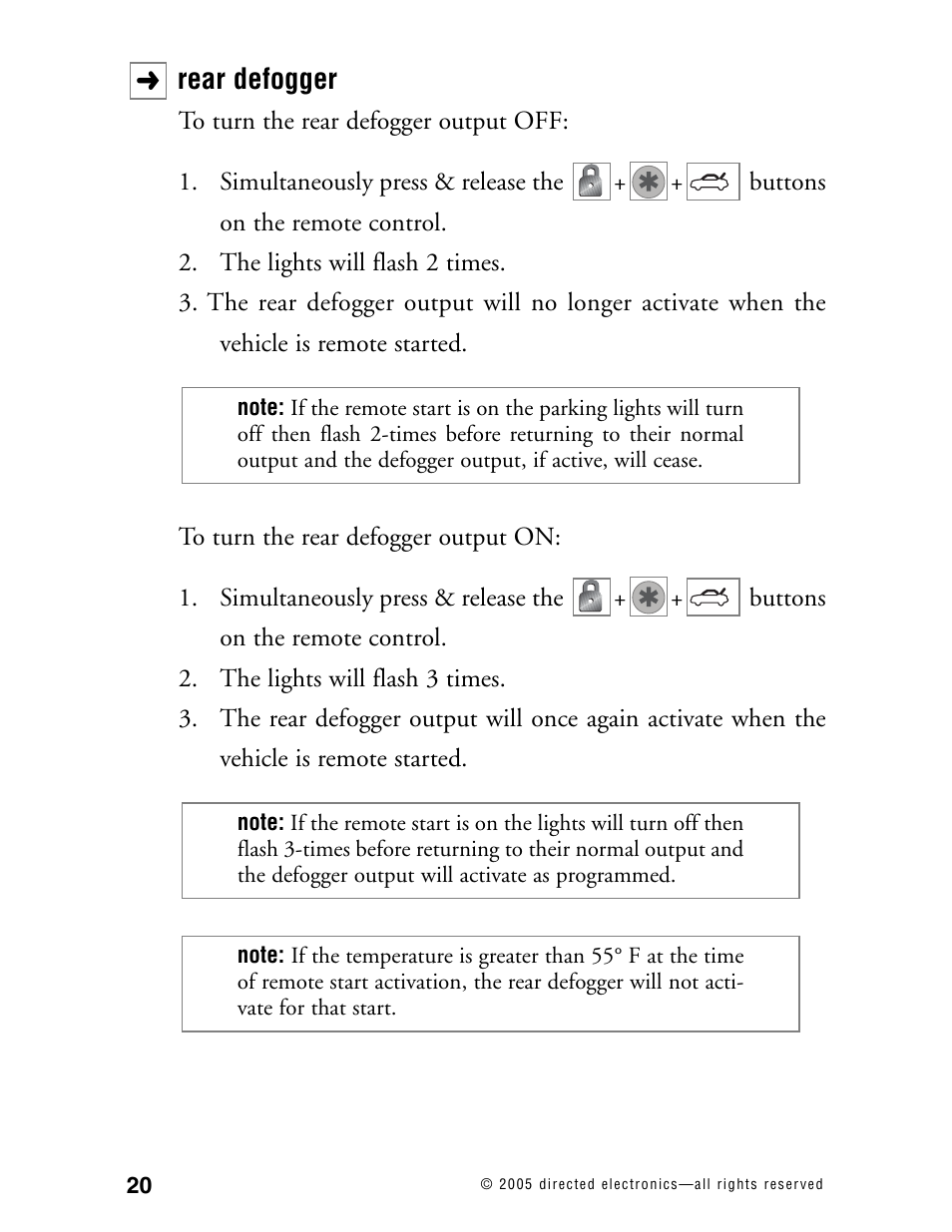Rear defogger | Directed Electronics RS2.1 User Manual | Page 23 / 45