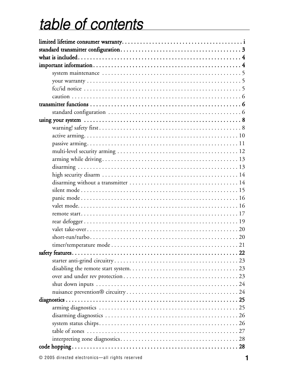 Tta ab blle e o off c co on ntte en nttss | Directed Electronics RS2.1 User Manual | Page 4 / 45