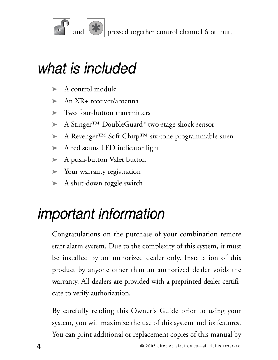 Wwh ha att iiss iin nc cllu ud de ed d | Directed Electronics RS2.1 User Manual | Page 7 / 45