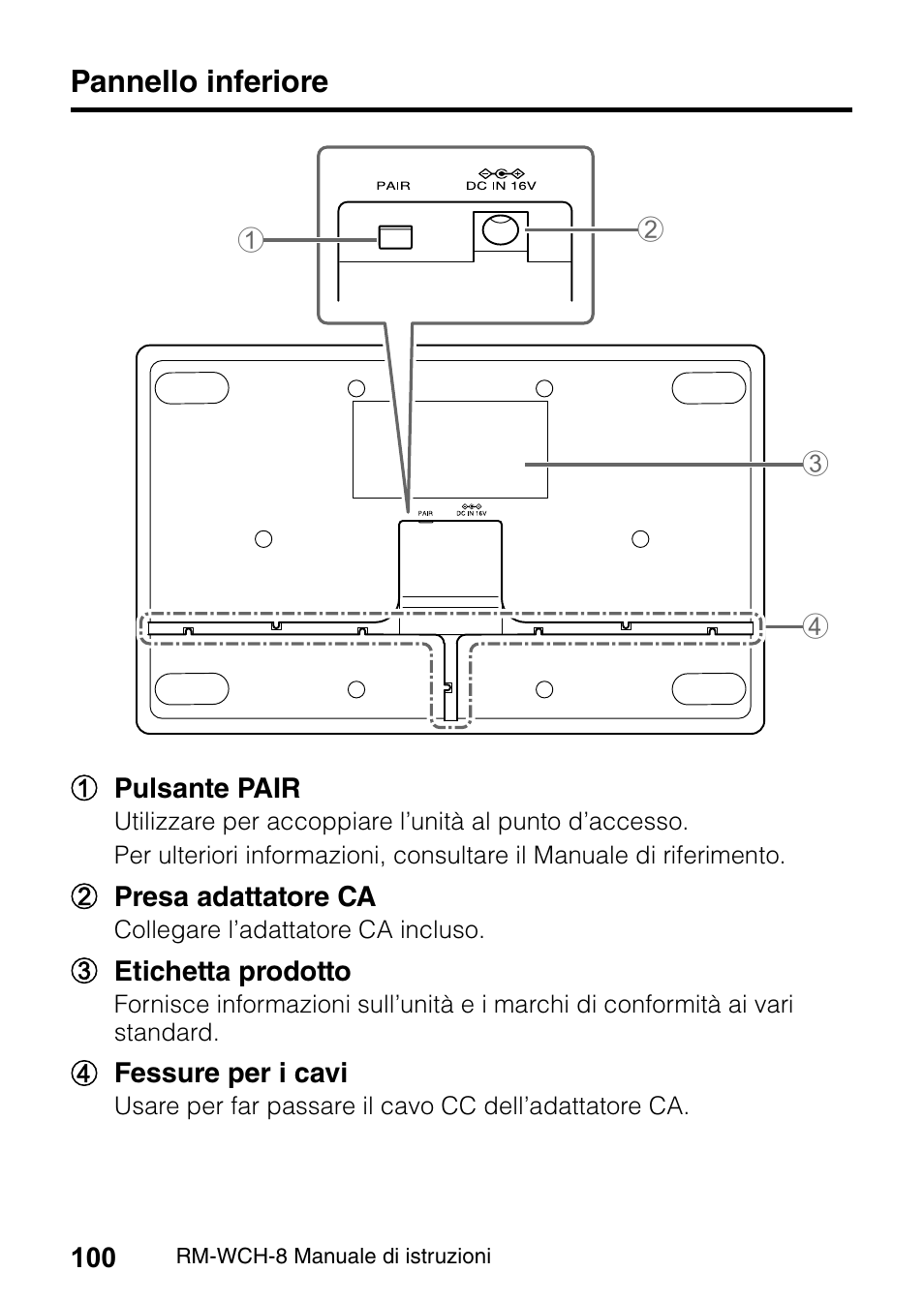 Pannello inferiore | Yamaha RM-WCH8 ADECIA Microphone Charger Base for Eight RM Wireless DECT Microphones (1.9 GHz) User Manual | Page 100 / 136