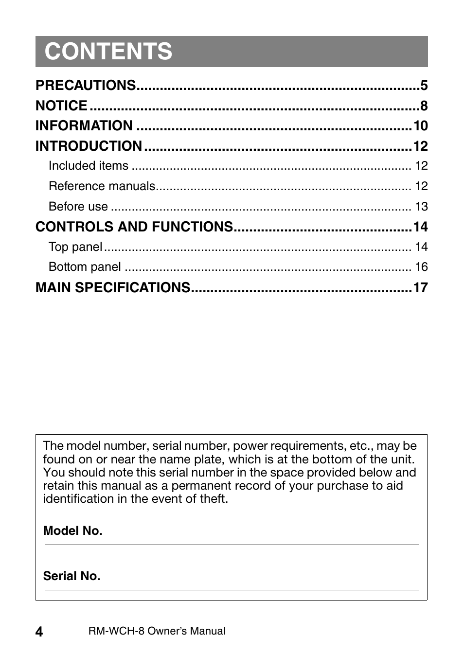 Yamaha RM-WCH8 ADECIA Microphone Charger Base for Eight RM Wireless DECT Microphones (1.9 GHz) User Manual | Page 4 / 136