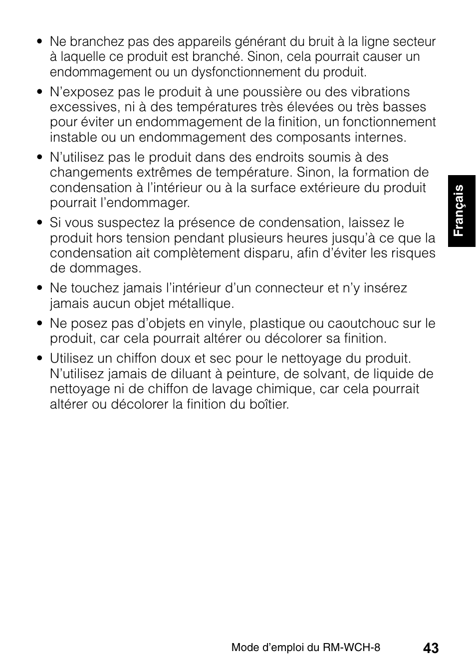 Yamaha RM-WCH8 ADECIA Microphone Charger Base for Eight RM Wireless DECT Microphones (1.9 GHz) User Manual | Page 43 / 136