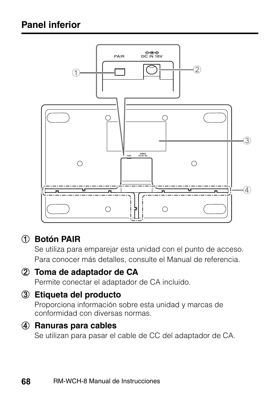 Panel inferior | Yamaha RM-WCH8 ADECIA Microphone Charger Base for Eight RM Wireless DECT Microphones (1.9 GHz) User Manual | Page 68 / 136