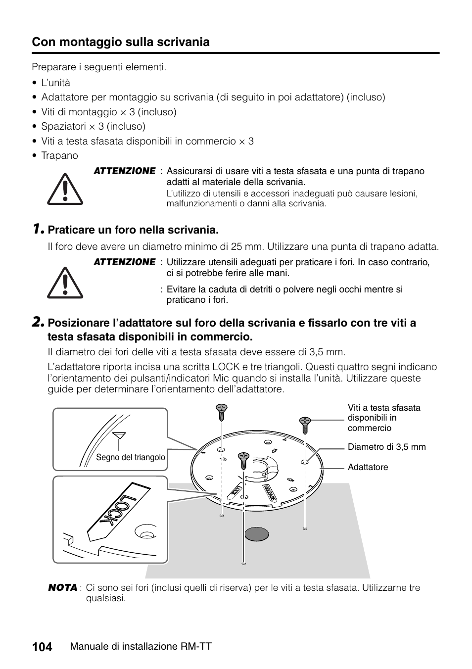 Con montaggio sulla scrivania | Yamaha ADECIA RM-TT Wired Tabletop Array Microphone (Black) User Manual | Page 104 / 184