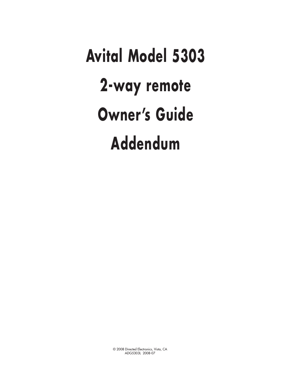 Directed Electronics 5303 User Manual | 13 pages