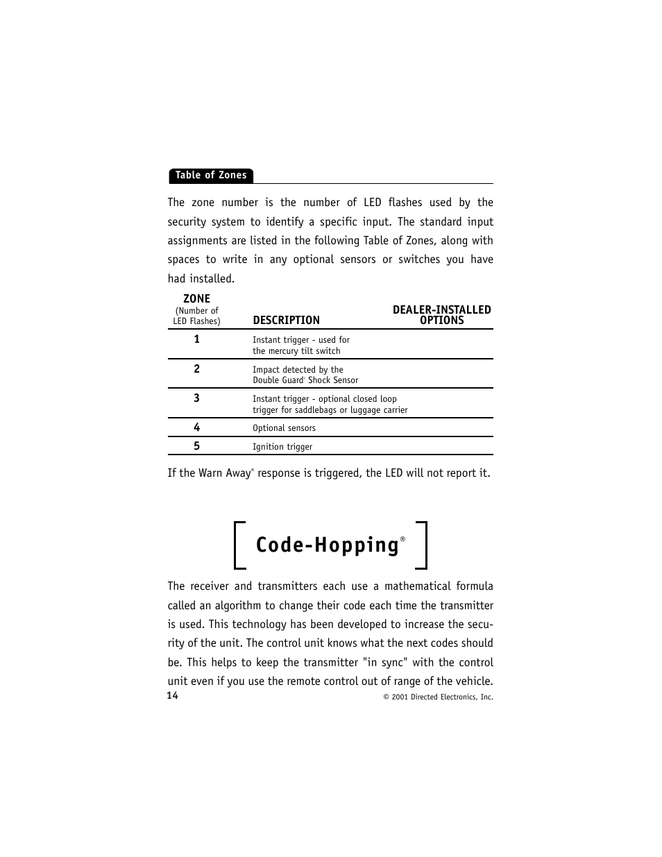 Code-hopping | Directed Electronics 2000 User Manual | Page 17 / 25