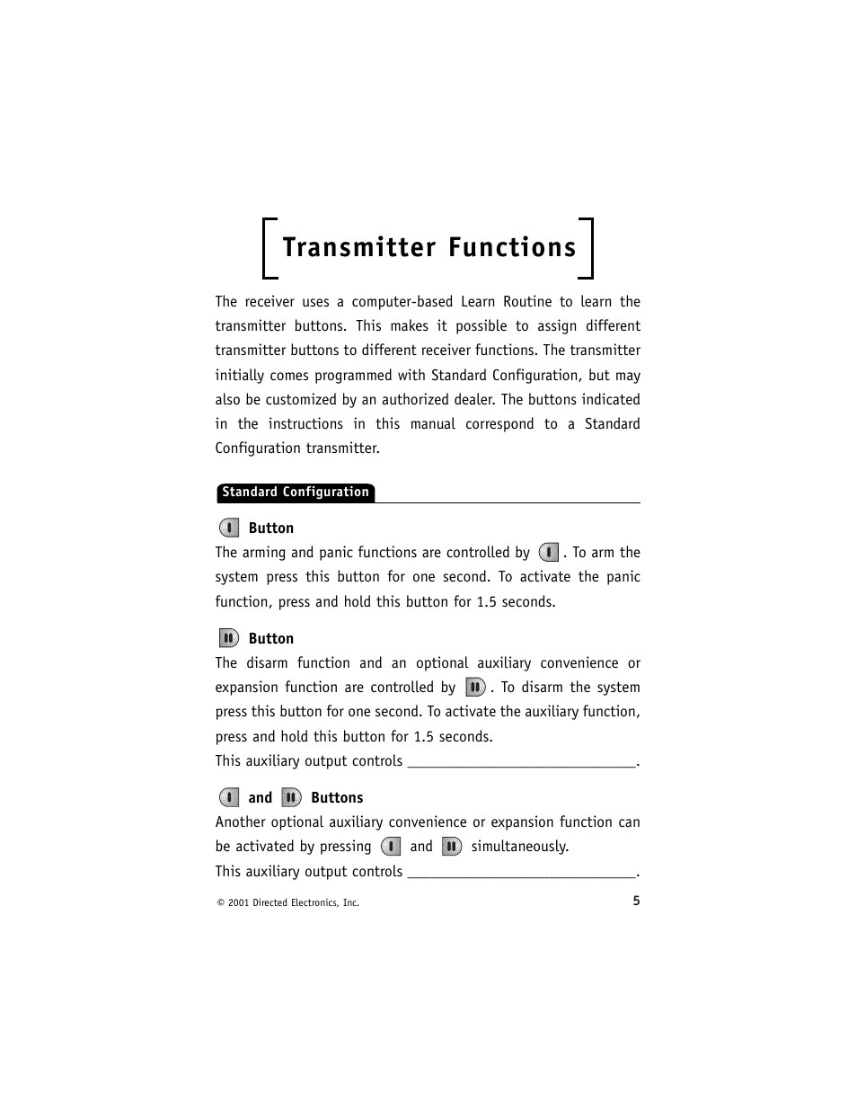 Transmitter functions | Directed Electronics 2000 User Manual | Page 8 / 25
