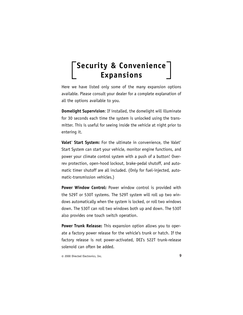 Security & convenience expansions | Directed Electronics 411R Series User Manual | Page 12 / 17
