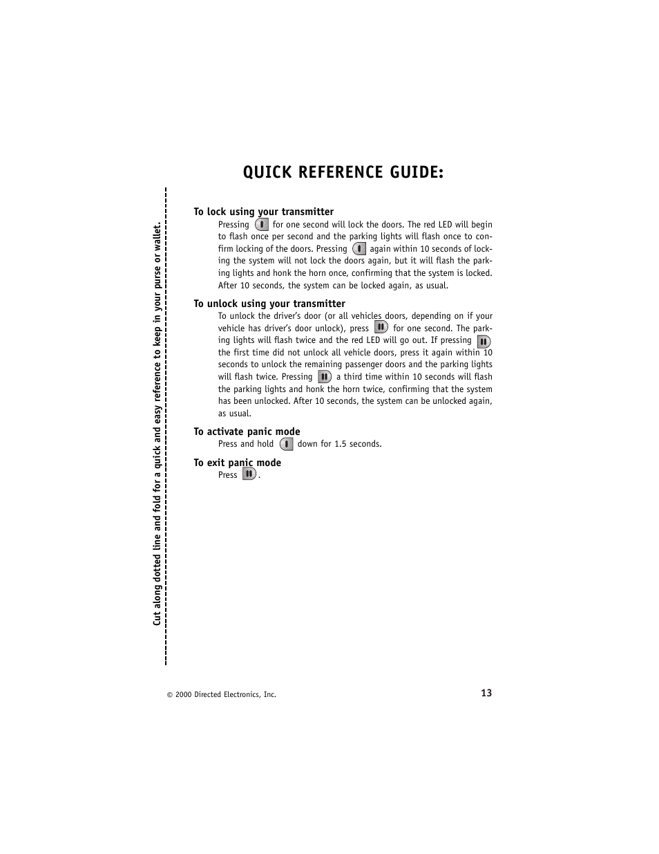Quick reference guide | Directed Electronics 411R Series User Manual | Page 16 / 17