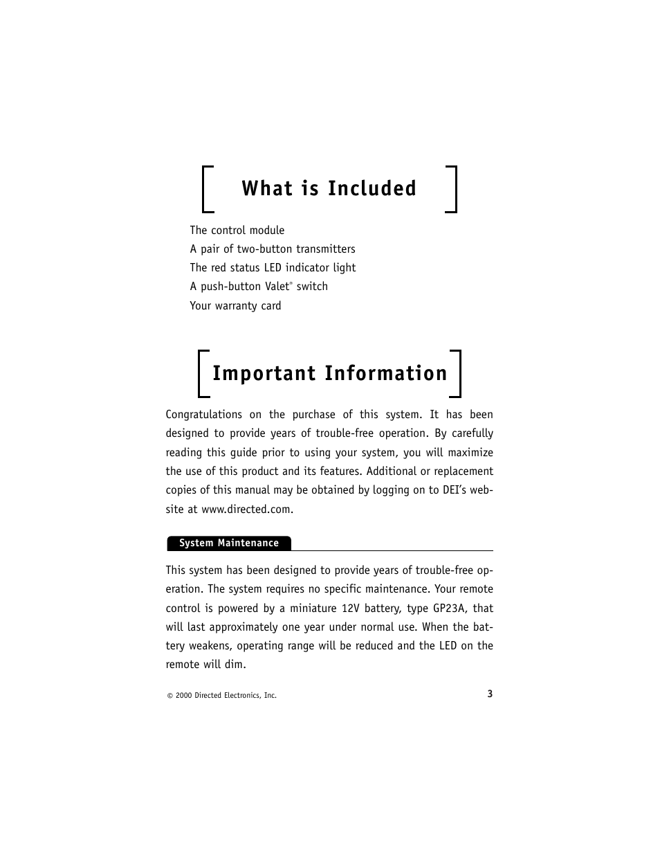 What is included, Important information | Directed Electronics 411R Series User Manual | Page 6 / 17