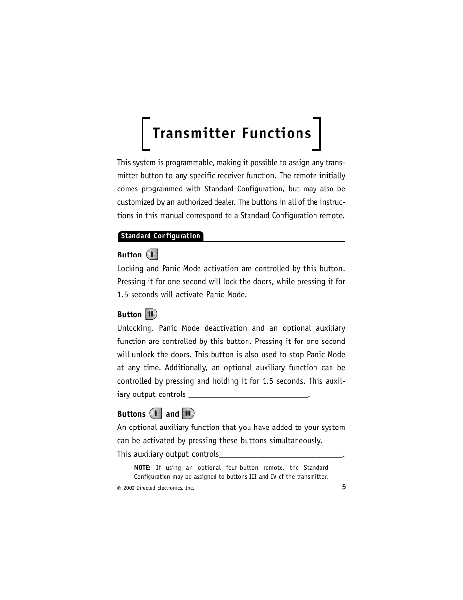 Transmitter functions | Directed Electronics 411R Series User Manual | Page 8 / 17