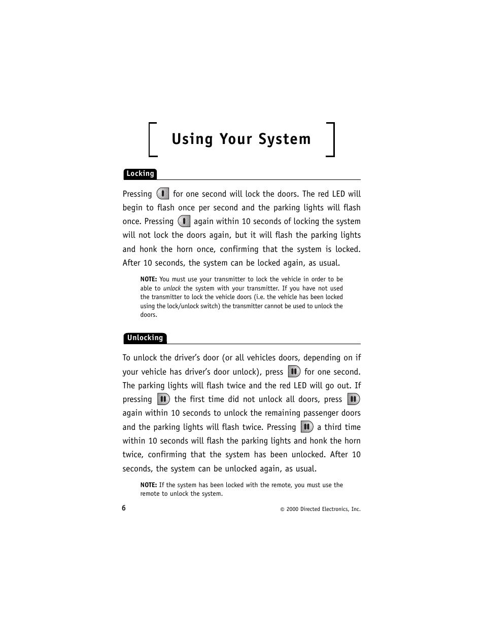 Using your system | Directed Electronics 411R Series User Manual | Page 9 / 17