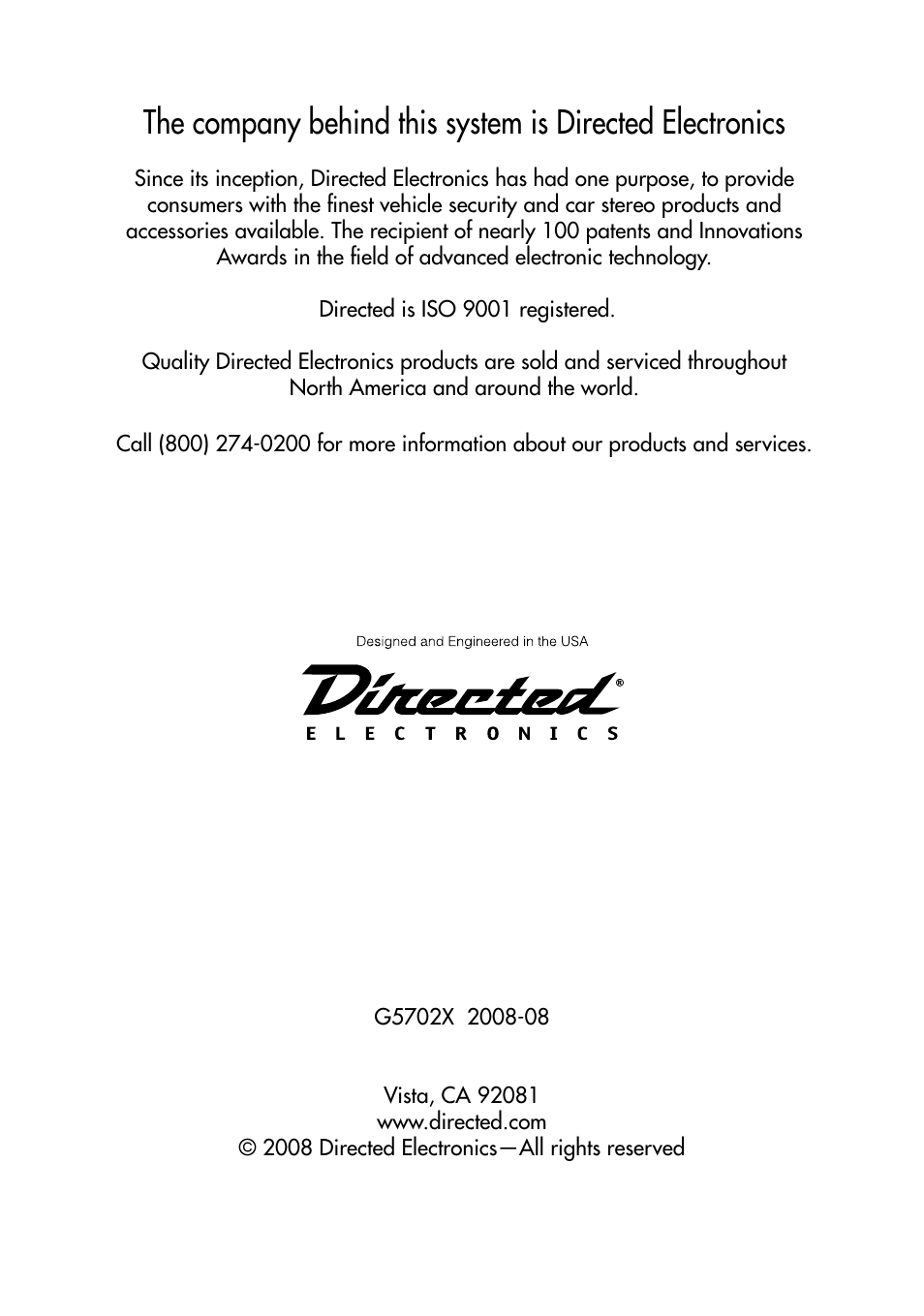 Directed Electronics 50.7X User Manual | Page 60 / 60