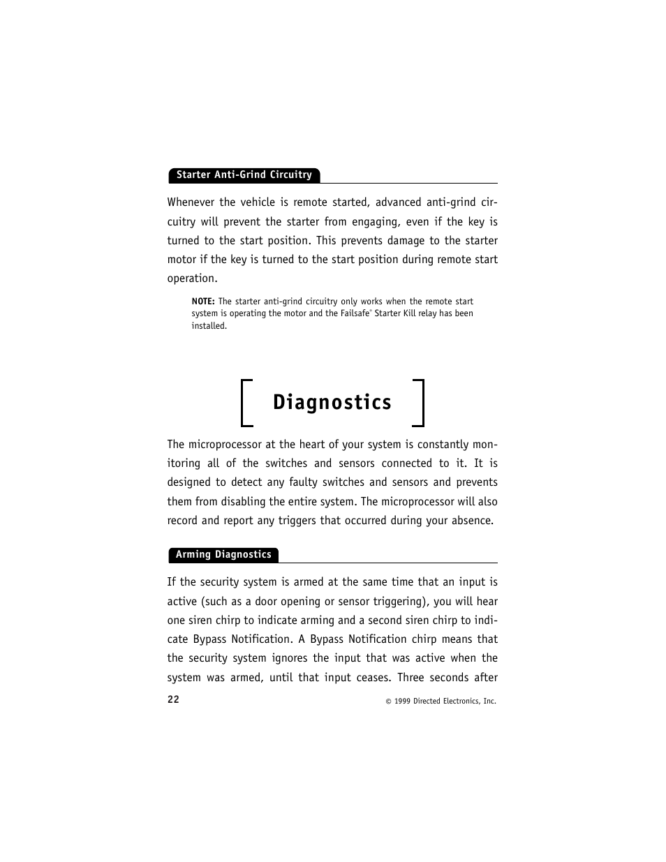 Diagnostics | Directed Electronics 550ESP User Manual | Page 25 / 37