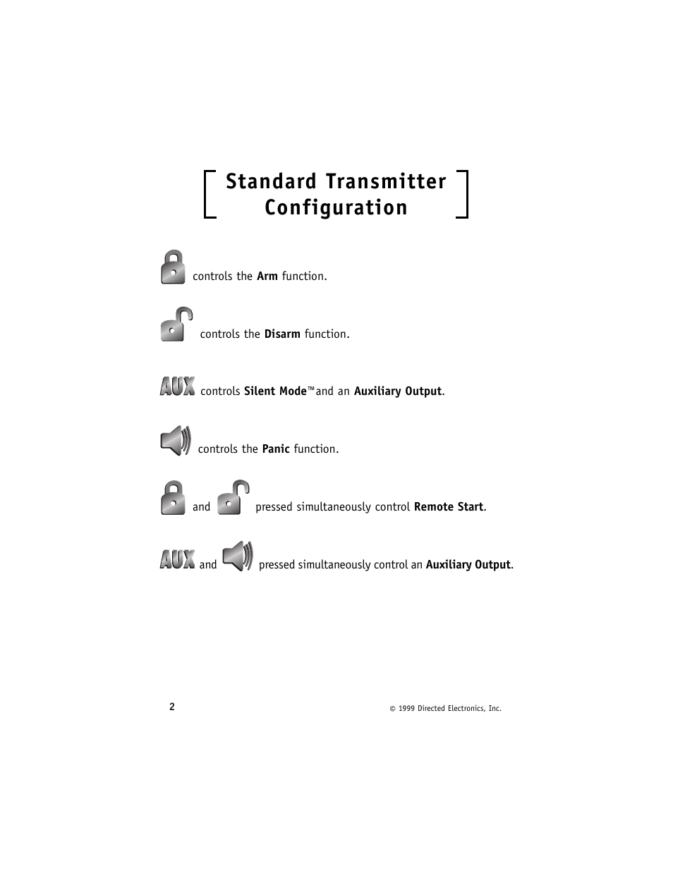 Standard transmitter configuration | Directed Electronics 550ESP User Manual | Page 5 / 37