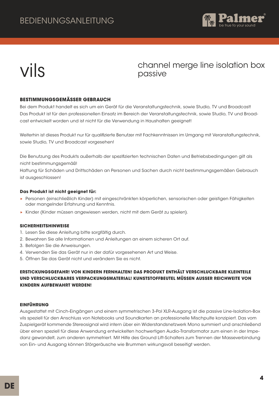 Vils | Palmer Channel Merge Line Isolation Box User Manual | Page 4 / 42