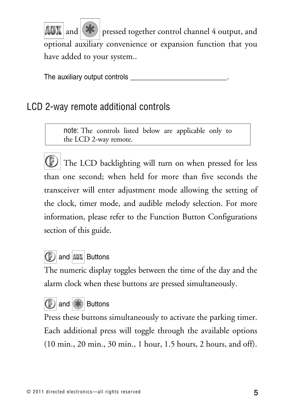 Lcd 2-way remote additional controls | Directed Electronics AVITAL 3300L User Manual | Page 10 / 41