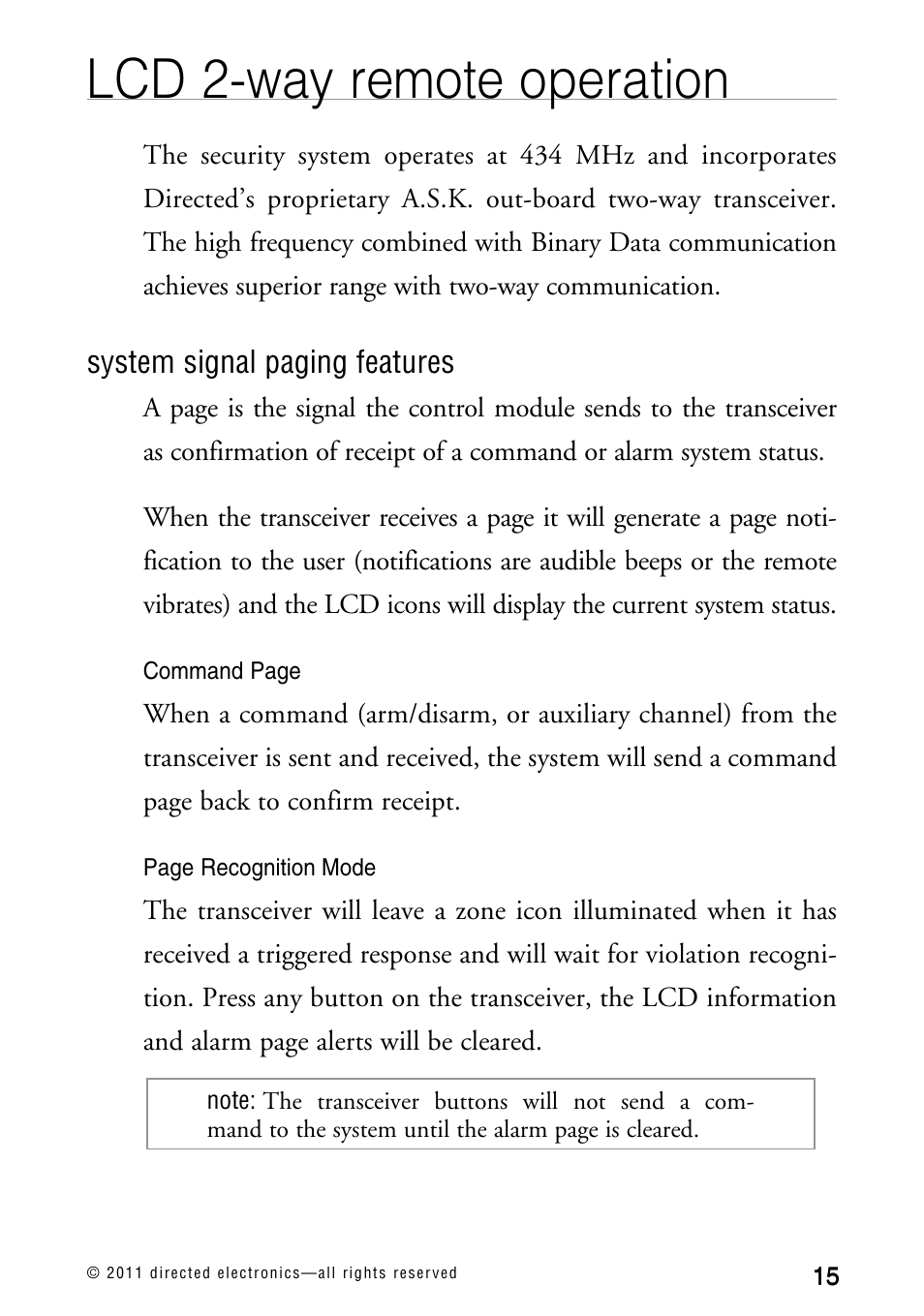 Lcd 2-way remote operation | Directed Electronics AVITAL 3300L User Manual | Page 20 / 41