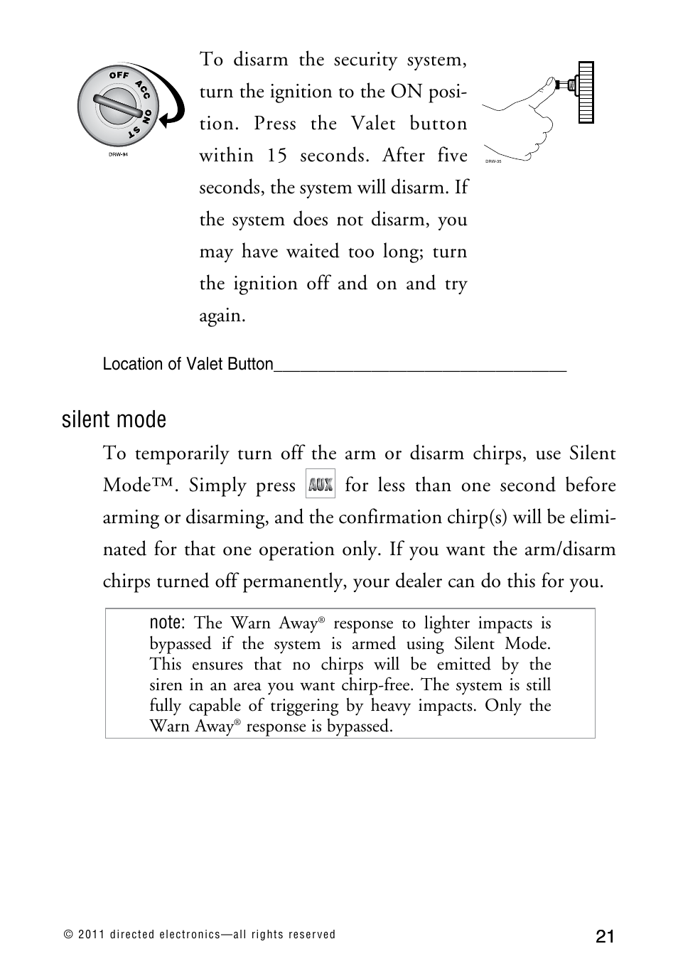 Silent mode | Directed Electronics AVITAL 3300L User Manual | Page 26 / 41