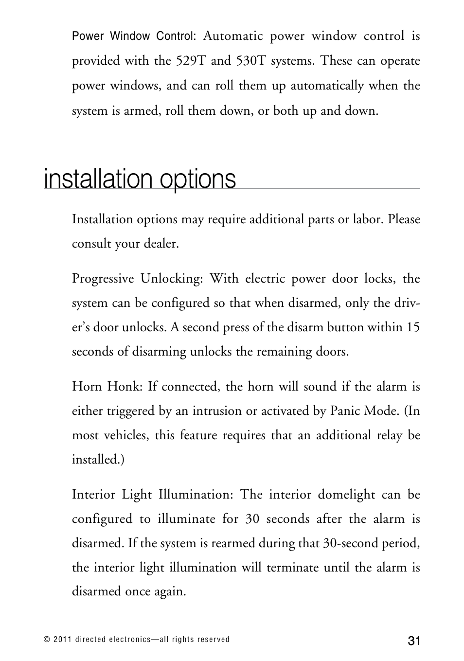 Installation options | Directed Electronics AVITAL 3300L User Manual | Page 36 / 41