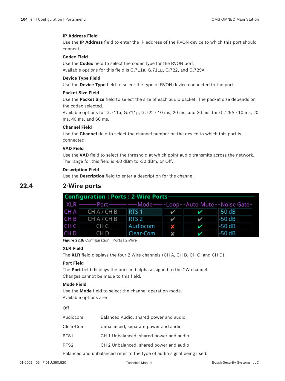 4 2-wire ports, Wire ports, For the 2-wire ports. see | Wire | Telex RTS OMS OMNEO Main Station Advanced Digital Partyline Intercom Base (5-Pin Female) User Manual | Page 104 / 168