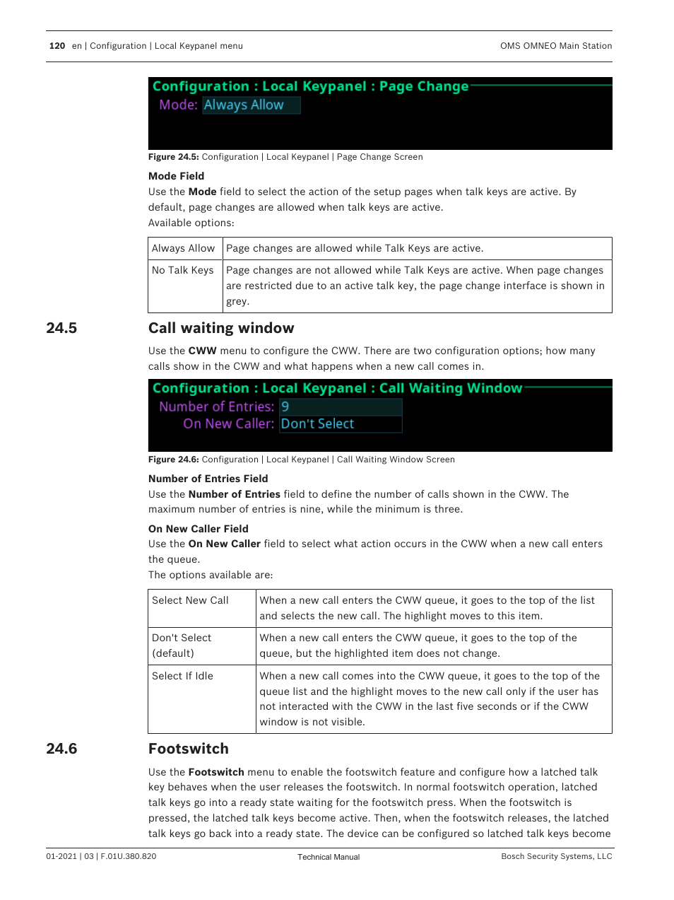 5 call waiting window, 6 footswitch, Call waiting window | Footswitch | Telex RTS OMS OMNEO Main Station Advanced Digital Partyline Intercom Base (5-Pin Female) User Manual | Page 120 / 168