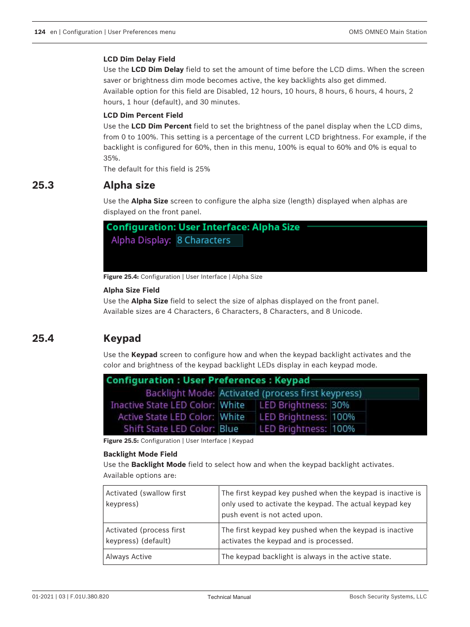 3 alpha size, 4 keypad, Alpha size | Keypad, In alphas. see | Telex RTS OMS OMNEO Main Station Advanced Digital Partyline Intercom Base (5-Pin Female) User Manual | Page 124 / 168