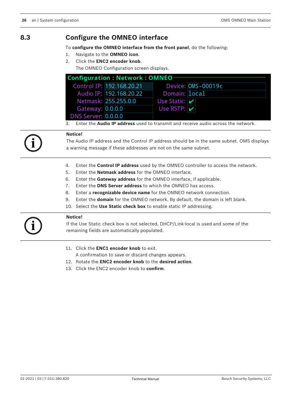 3 configure the omneo interface, Configure the omneo interface | Telex RTS OMS OMNEO Main Station Advanced Digital Partyline Intercom Base (5-Pin Female) User Manual | Page 26 / 168