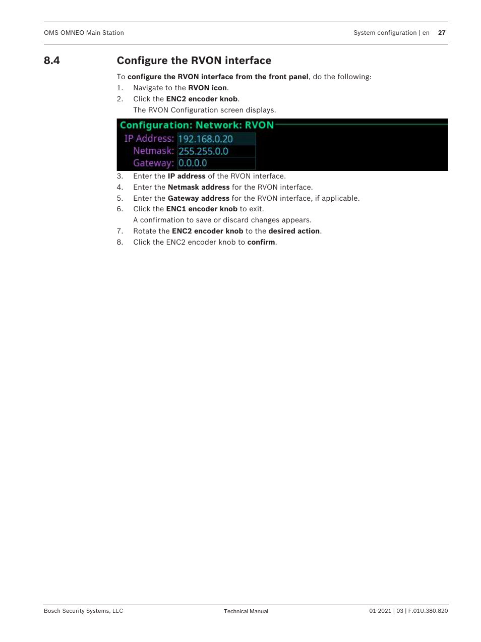 4 configure the rvon interface, Configure the rvon interface | Telex RTS OMS OMNEO Main Station Advanced Digital Partyline Intercom Base (5-Pin Female) User Manual | Page 27 / 168