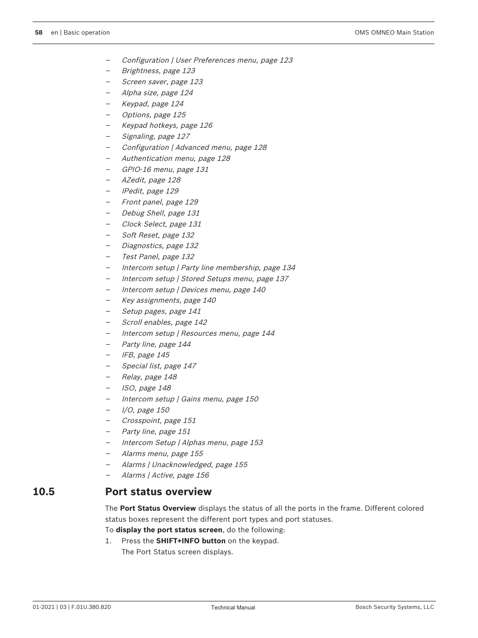 5 port status overview, Port status overview | Telex RTS OMS OMNEO Main Station Advanced Digital Partyline Intercom Base (5-Pin Female) User Manual | Page 58 / 168