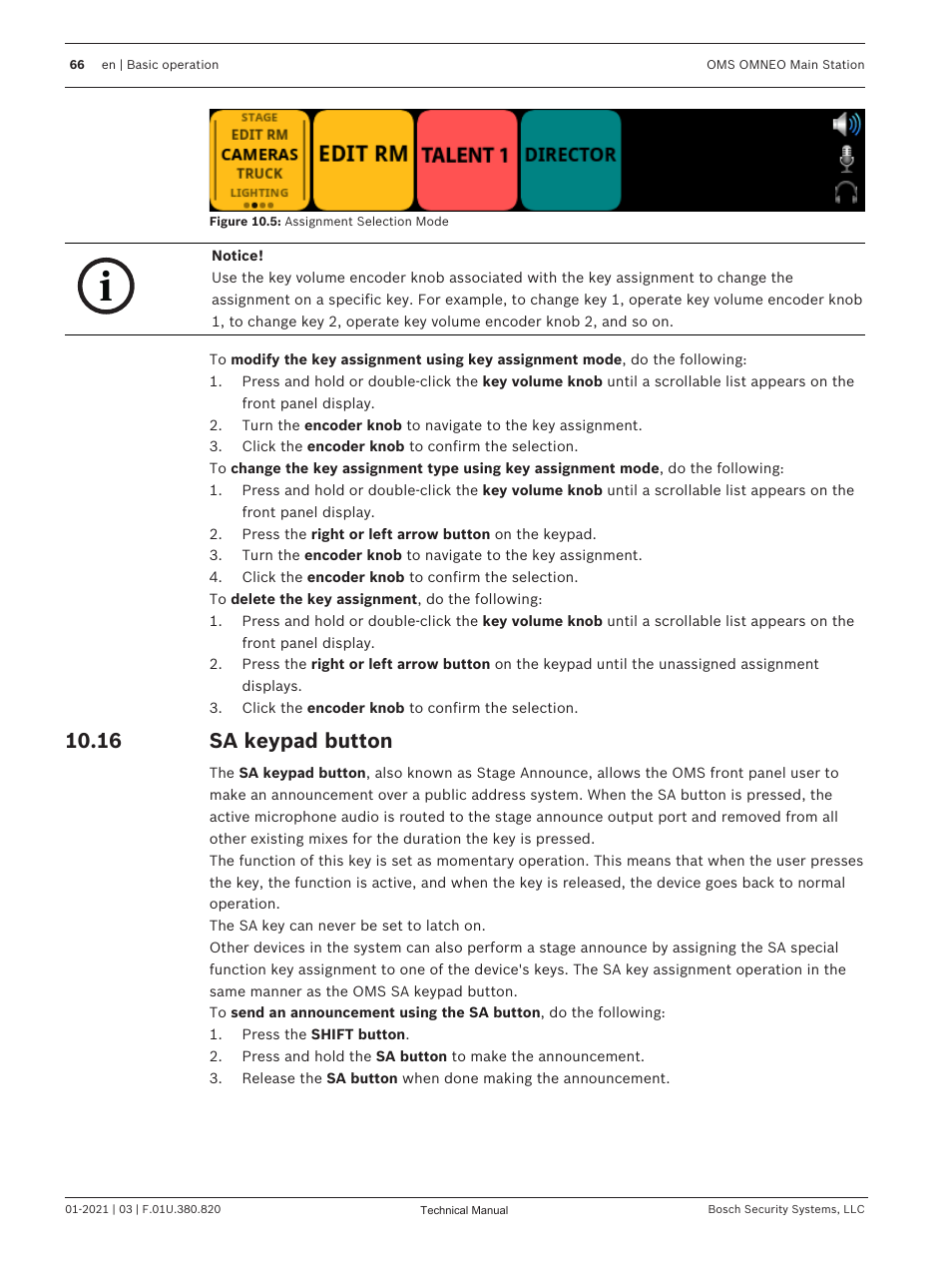 16 sa keypad button, Sa keypad button | Telex RTS OMS OMNEO Main Station Advanced Digital Partyline Intercom Base (5-Pin Female) User Manual | Page 66 / 168