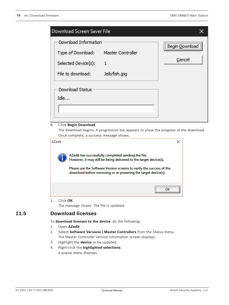 5 download licenses, Download licenses | Telex RTS OMS OMNEO Main Station Advanced Digital Partyline Intercom Base (5-Pin Female) User Manual | Page 74 / 168