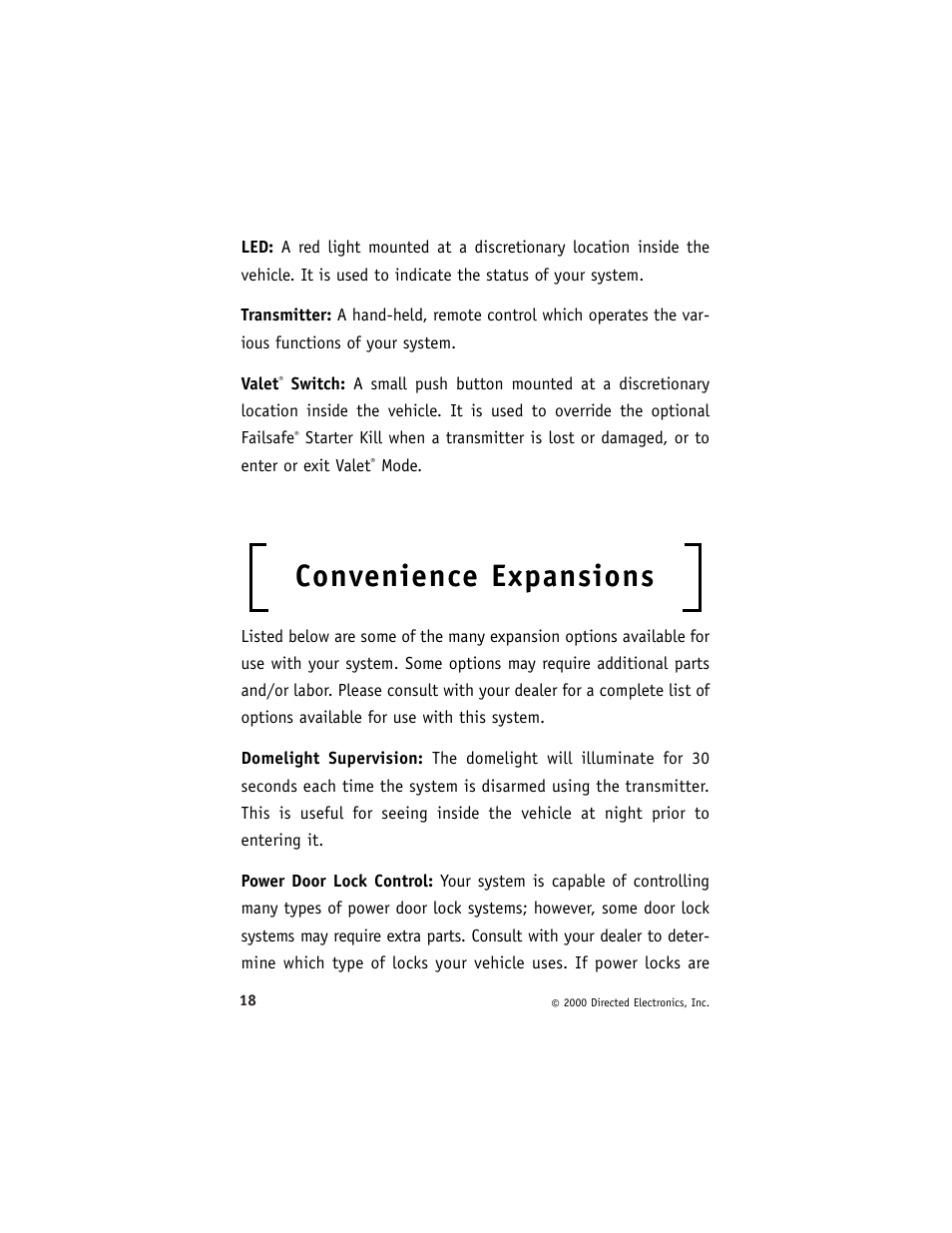 Convenience expansions | Directed Electronics Avital 3200 User Manual | Page 21 / 25