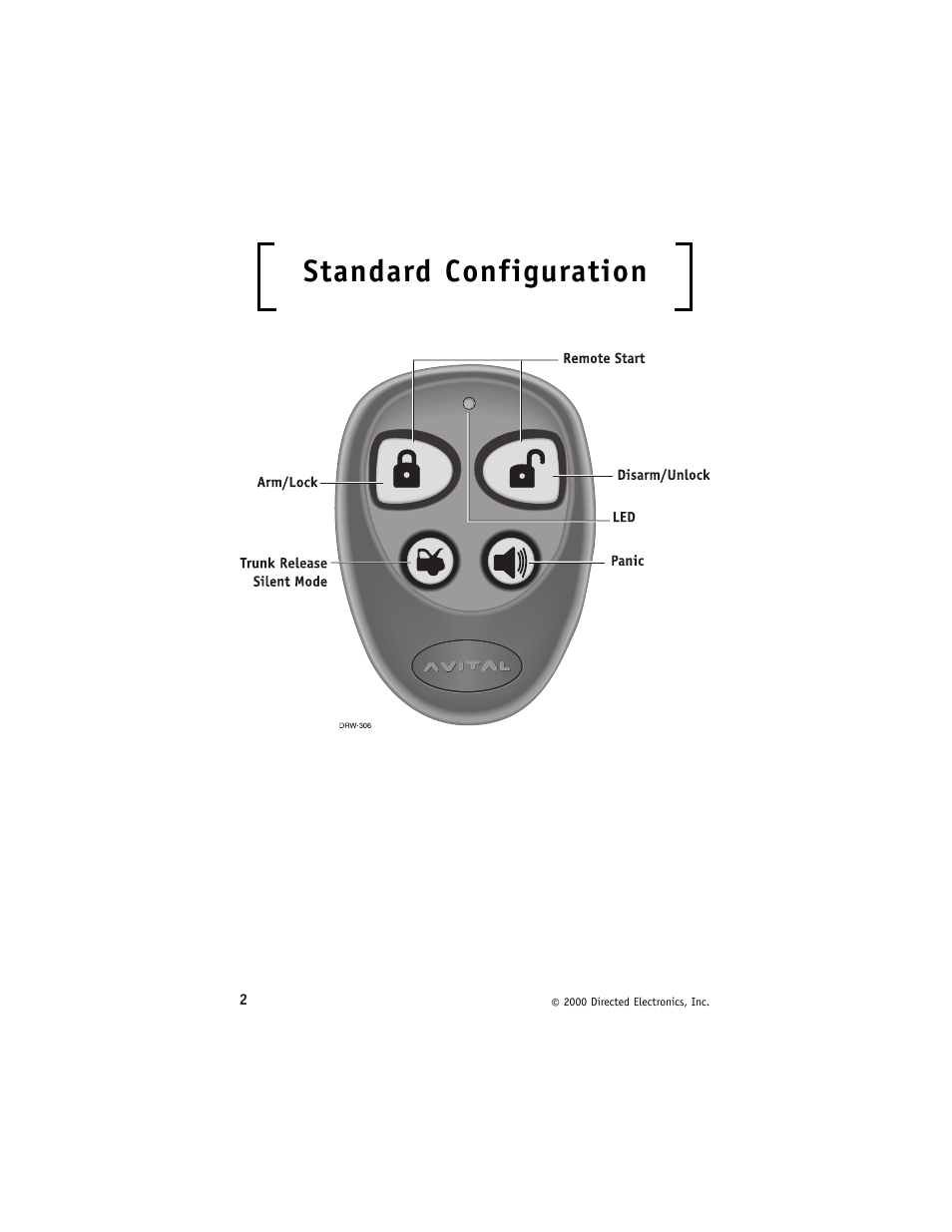 Standard configuration | Directed Electronics Avital 3200 User Manual | Page 5 / 25