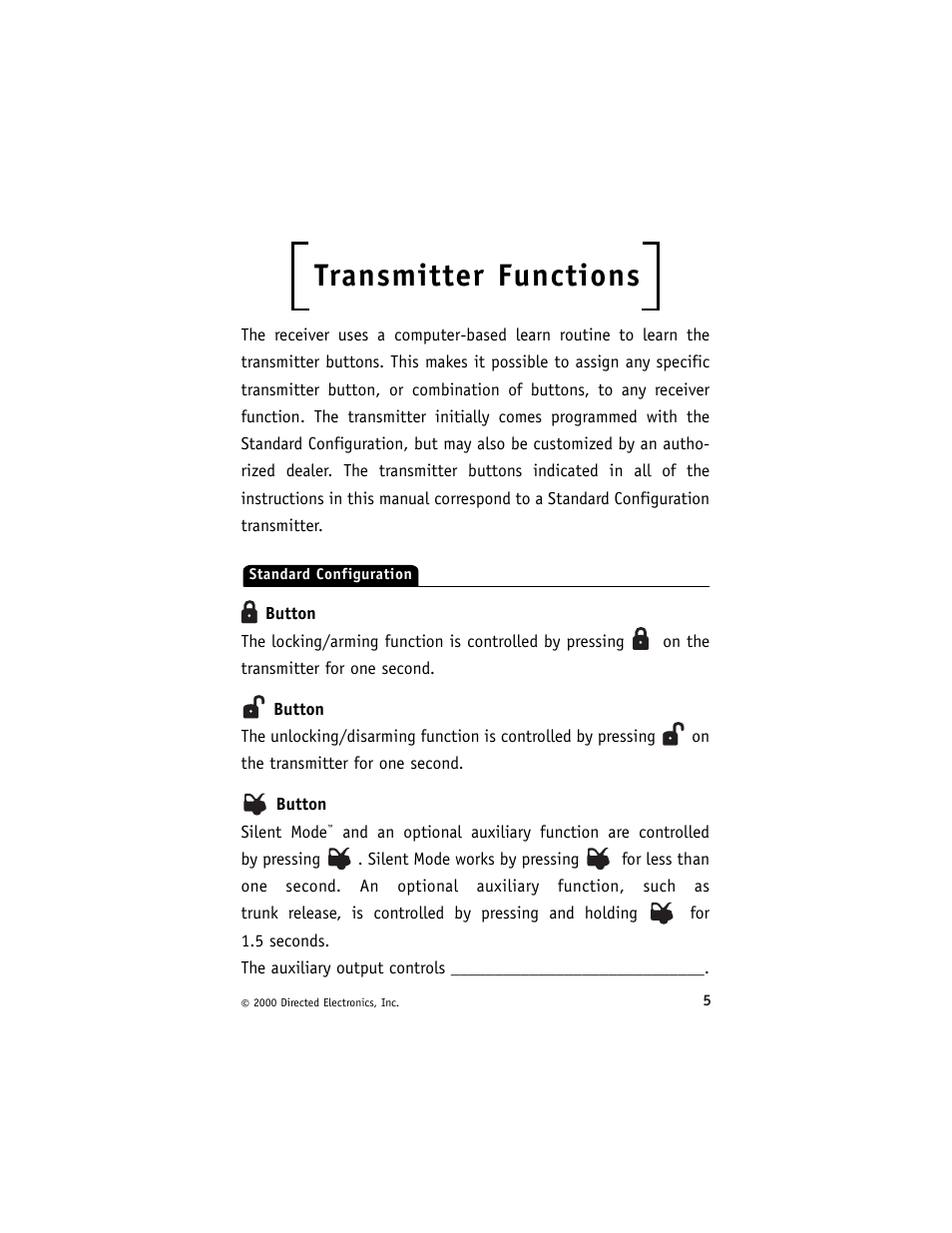 Transmitter functions | Directed Electronics Avital 3200 User Manual | Page 8 / 25